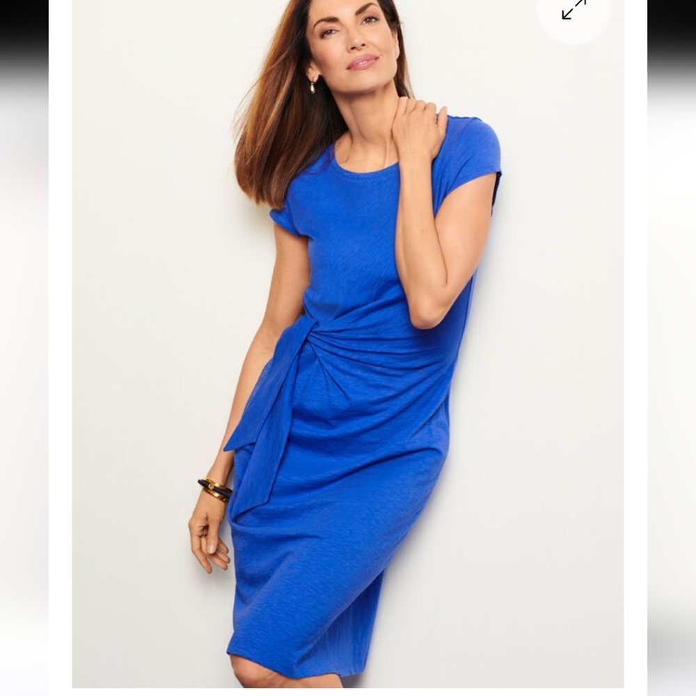Talbots Blue Tie Detail Waist Shift Dress Size L/P